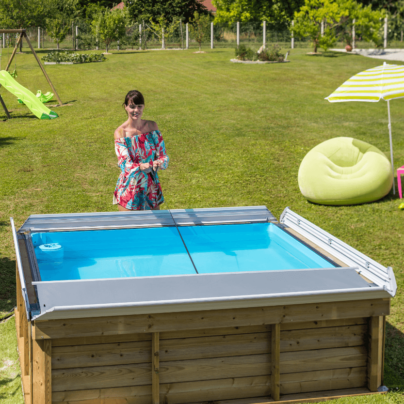 27160209 Pistoche wooden pool, 2x2, dark blue Бассейн плавательный с деревянной отделкой бортов