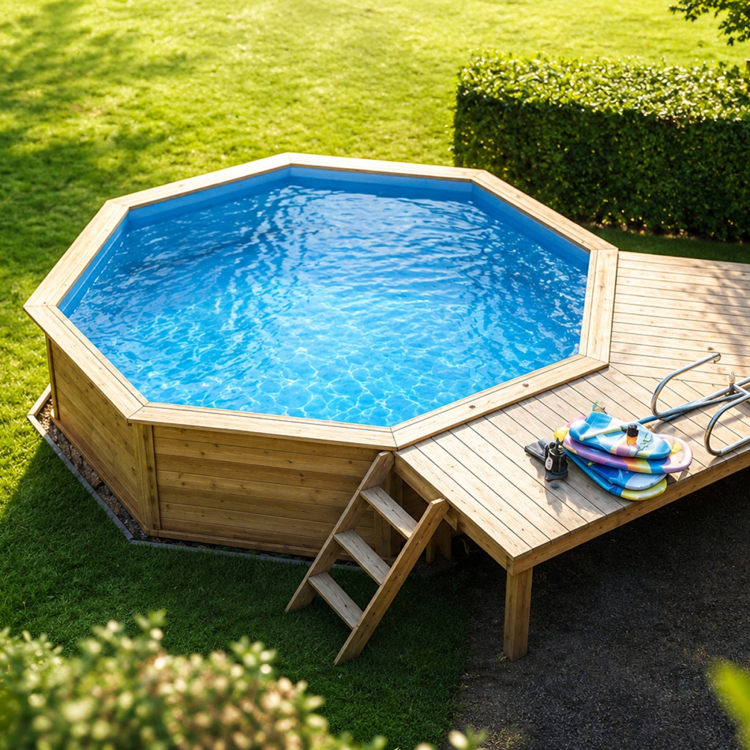 27111205 Tropic 414 wooden pool, pine, DB, Ht: 120 Бассейн плавательный с деревянной отделкой бортов